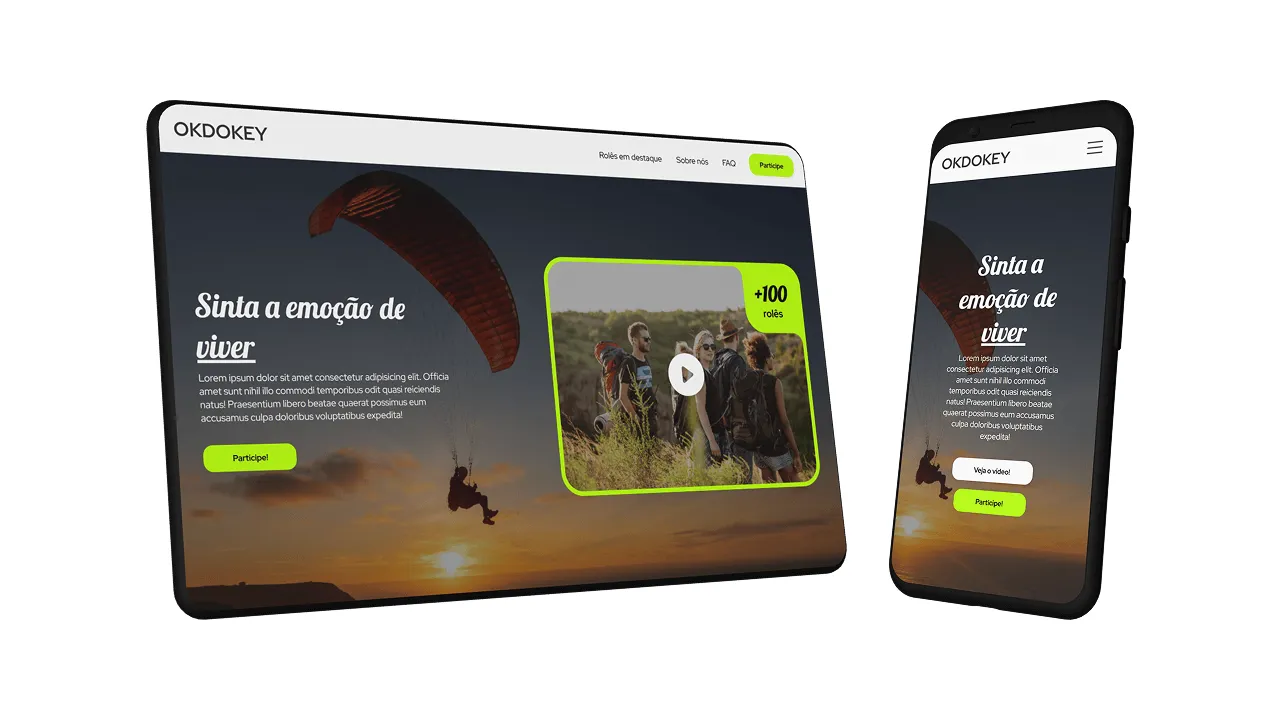 Foto apresentando o mockup do site na visualização de Desktop e Mobile, lado a lado.